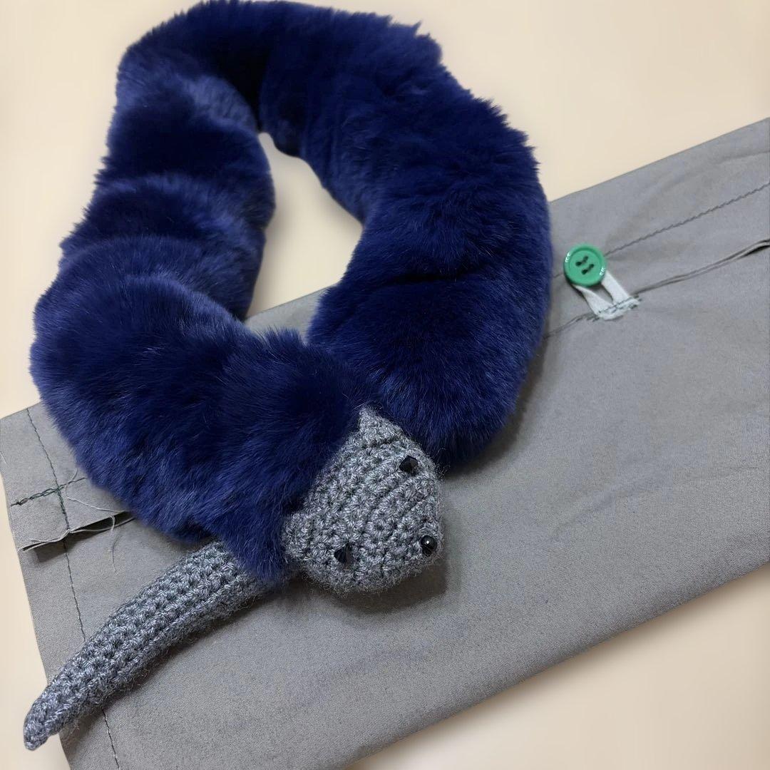 アンティパスト　ネイビー マフラー 収納袋付き