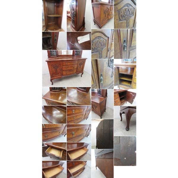 英国イギリスアンティーク■ヴィクトリアン様式■バール杢■ミラーバックサイドボード