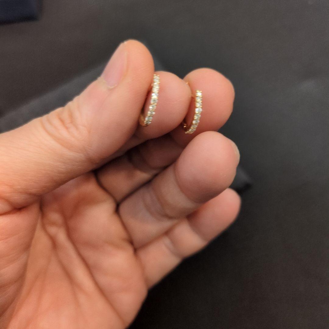 @ k18PGダイヤモンド合計0.2フープピアス