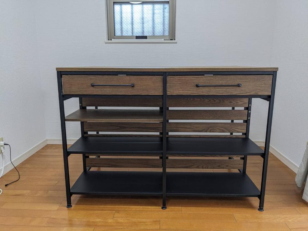 クレイモ アイランドカウンターテーブル ブラウン 引き出し収納付き