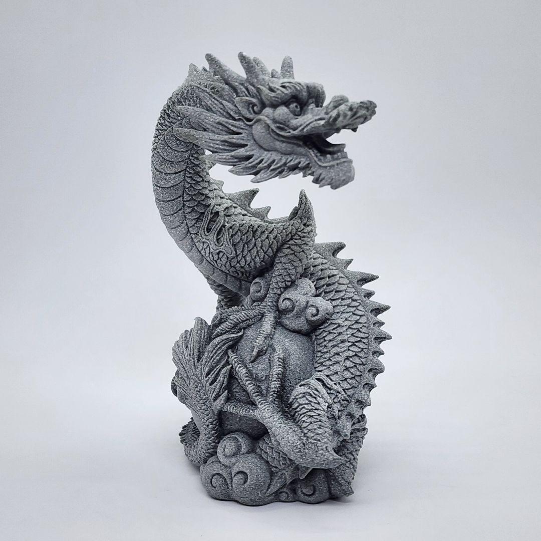 青砥石製 3本爪龍神様 守護の玉を抱く置物 風水アイテム 幸運招来