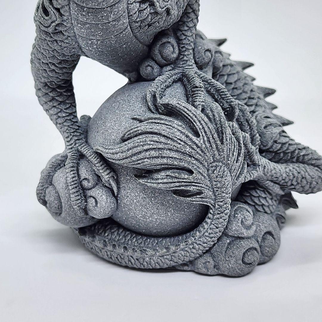 青砥石製 3本爪龍神様 守護の玉を抱く置物 風水アイテム 幸運招来