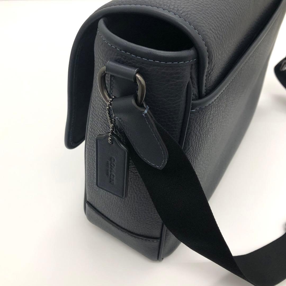 【極美品】COACH コーチ　ネイビー レザー メッセンジャーバッグ メンズ