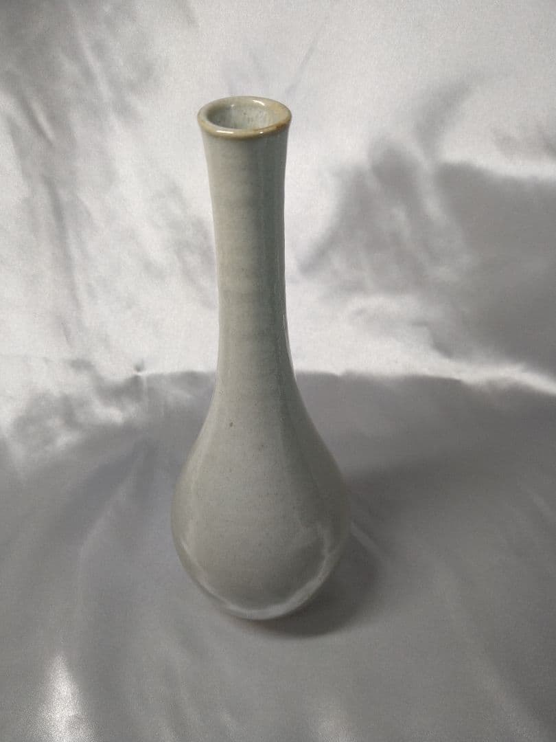 十二代田原陶兵衛 萩焼 深川窯 白磁 鶴首 花入 花器 美品