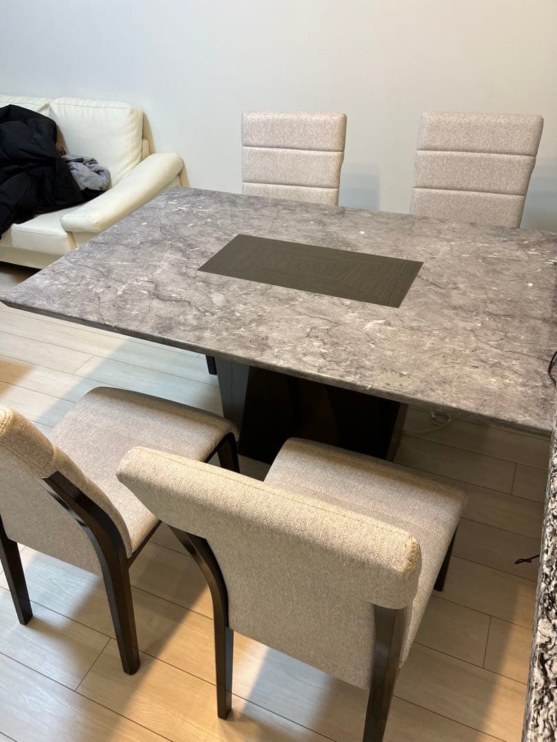 ベージュファブリックダイニングチェア 4脚セット