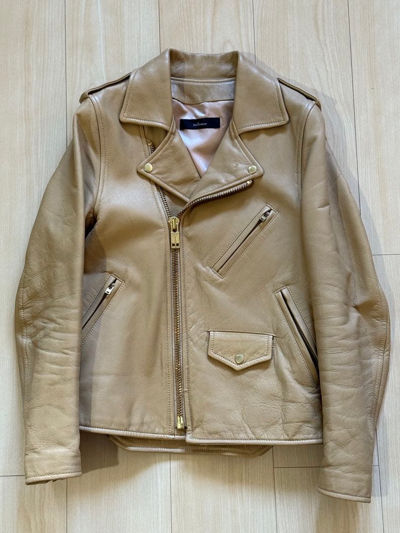 BLACK MEANS ブラックミーンズ ダブルライダースジャケットBEIGE