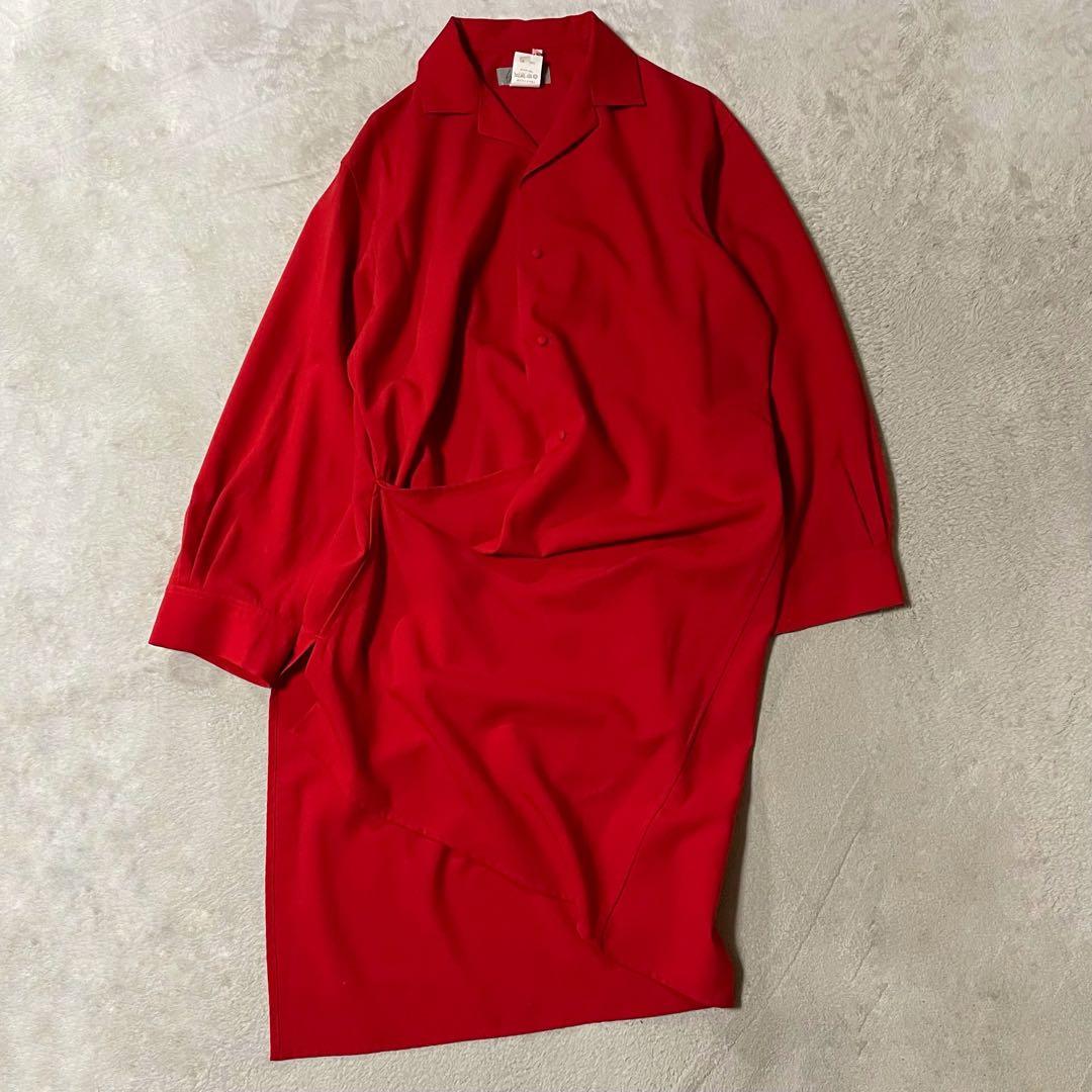 ヨウジヤマモト アシンメトリー ロングシャツ S 美品 レッド 日本製