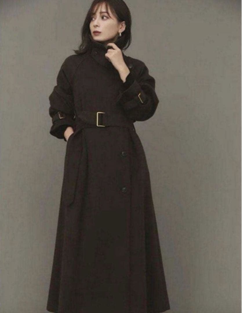 完売品✨アニュアンス ウールトレンチコート ベルテッド 美シルエット ロング丈