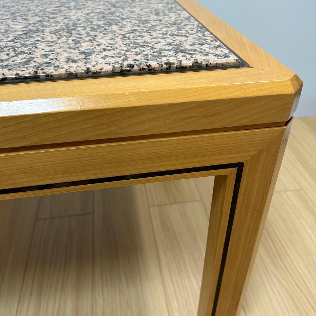 高級　御影石　ローテーブル サイドテーブル　スクエア　正方形　木製　北欧