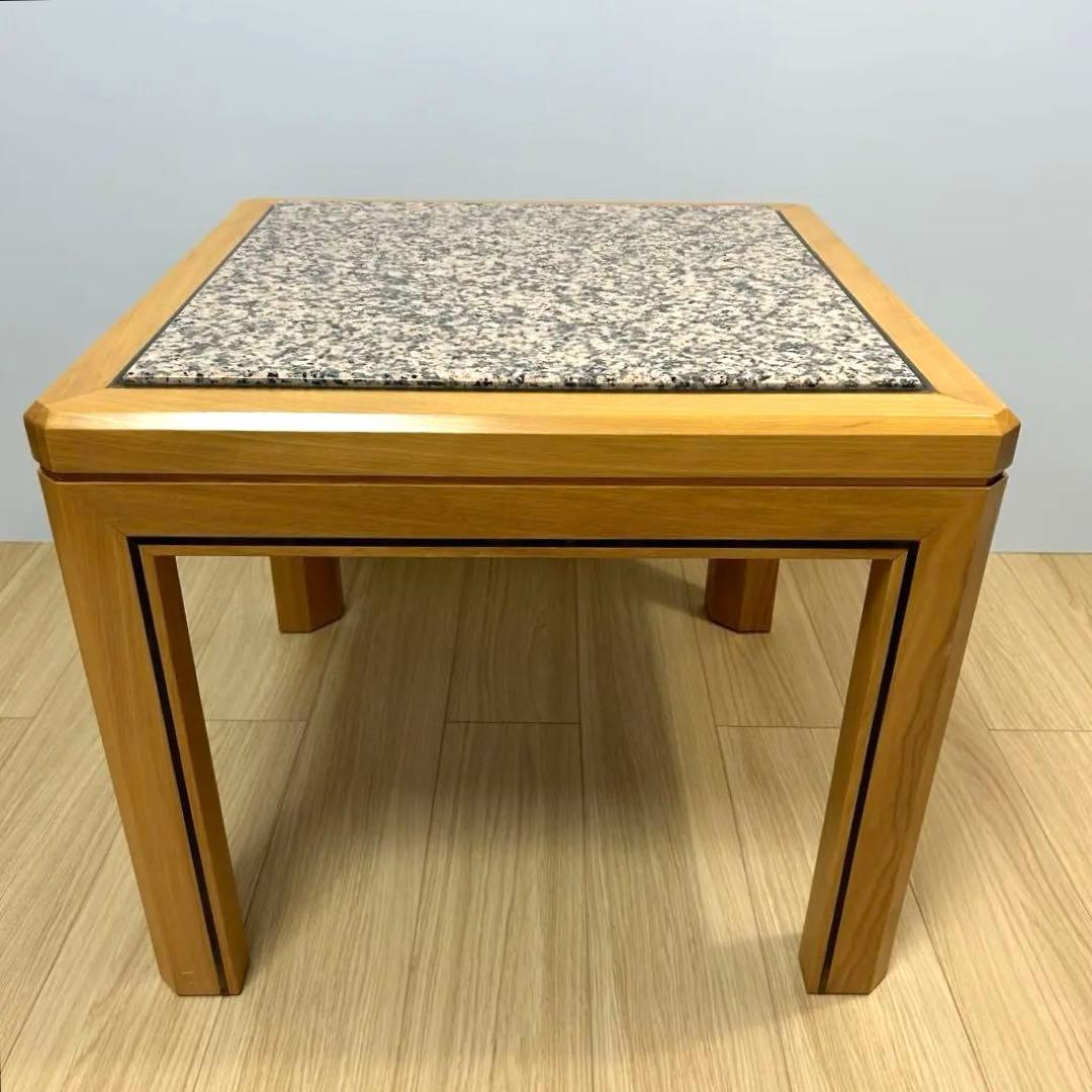 高級　御影石　ローテーブル サイドテーブル　スクエア　正方形　木製　北欧