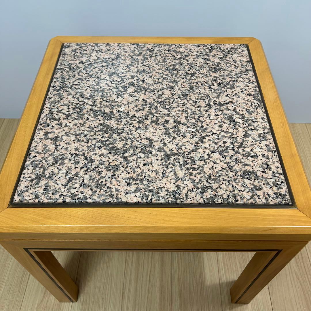 高級　御影石　ローテーブル サイドテーブル　スクエア　正方形　木製　北欧