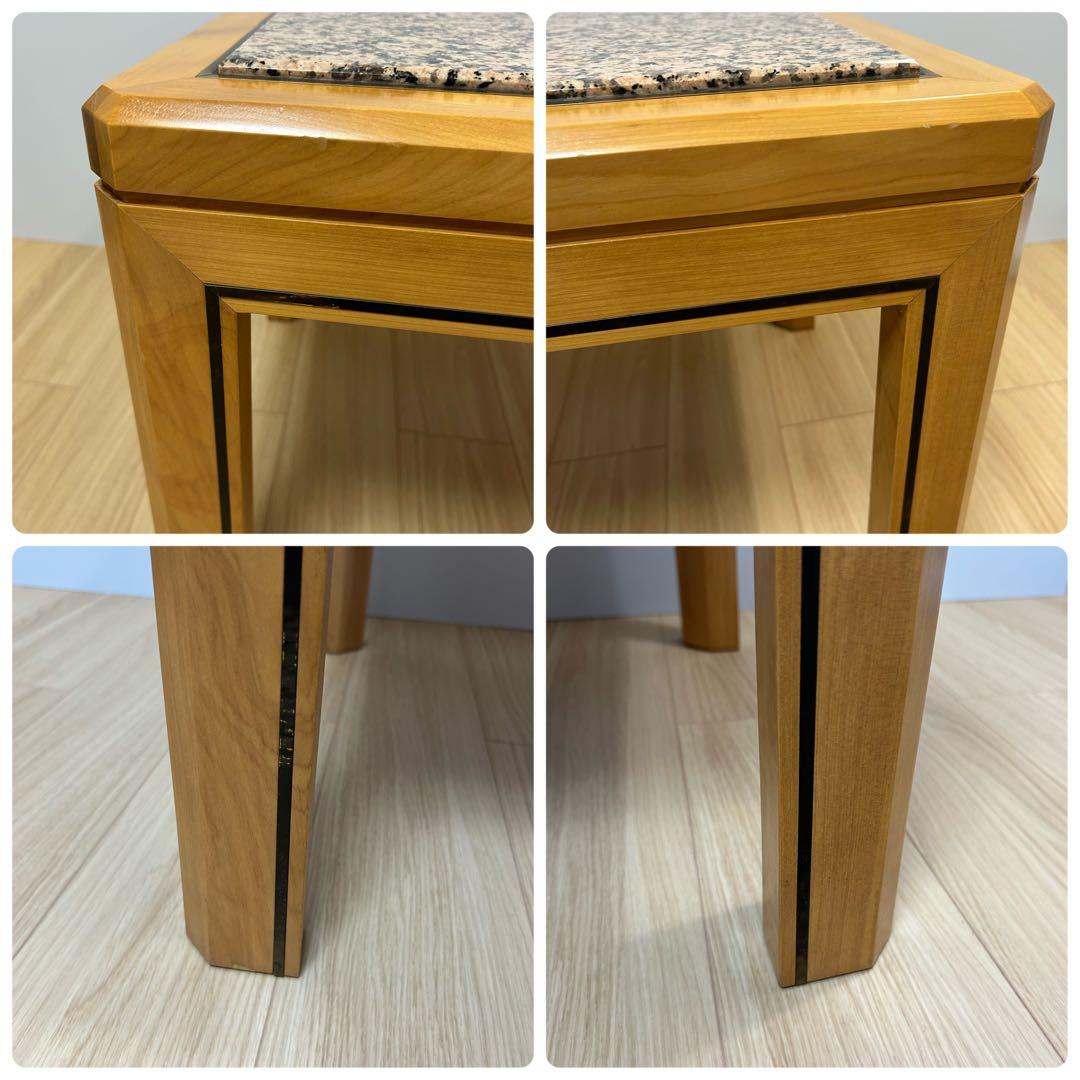 高級　御影石　ローテーブル サイドテーブル　スクエア　正方形　木製　北欧