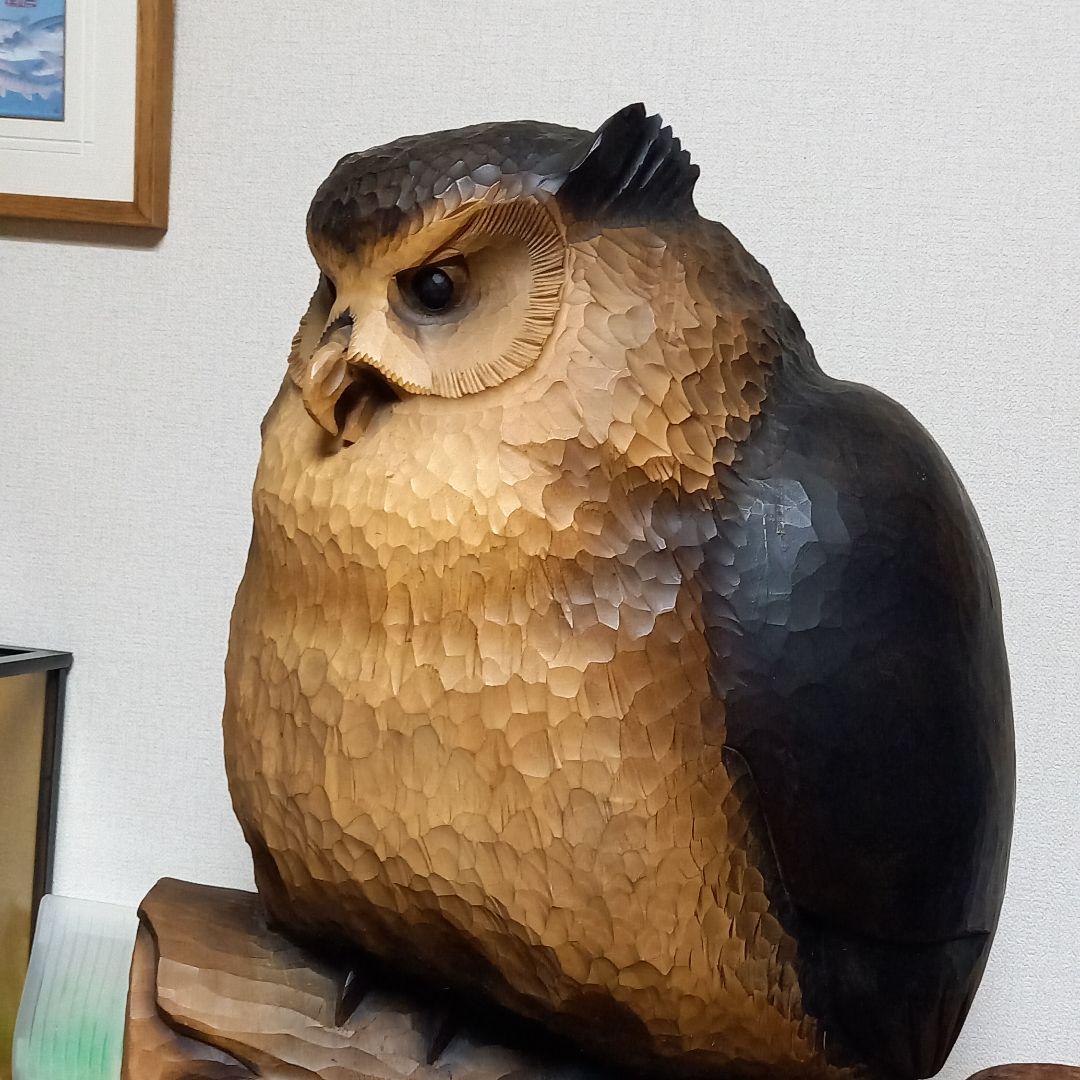 シマフクロウ木彫り