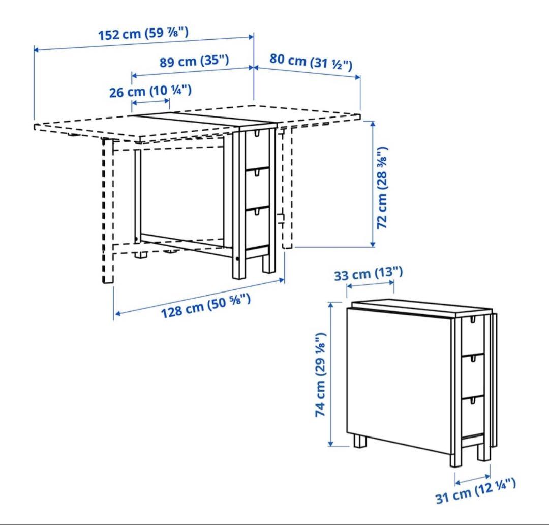 IKEA NORDEN ノールデン ゲートレッグテーブル ホワイト 折りたたみ