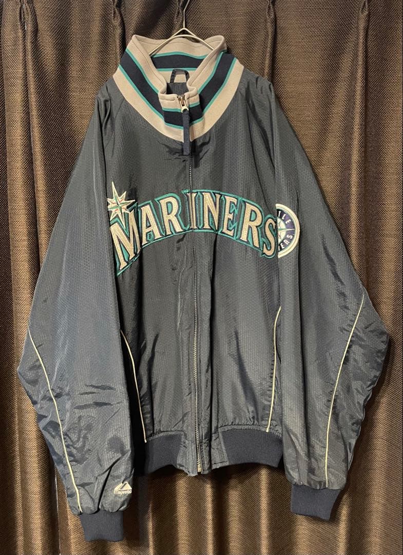 MLB マリナーズ Majestic オーセンティック 中綿 フリース裏地 L