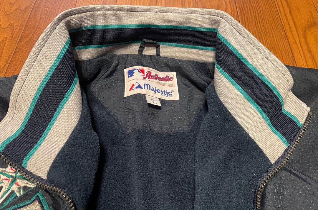 MLB マリナーズ Majestic オーセンティック 中綿 フリース裏地 L