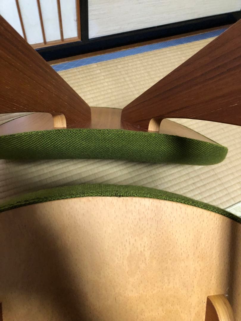 天童木工　低座イス　グリーン系　④ 商品説明必読