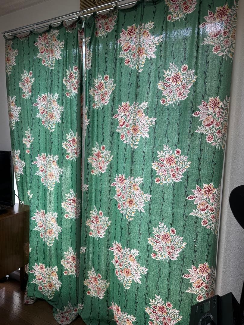 アンティーク カーテン 2枚組 テキスタイル 1930〜1940's イギリス