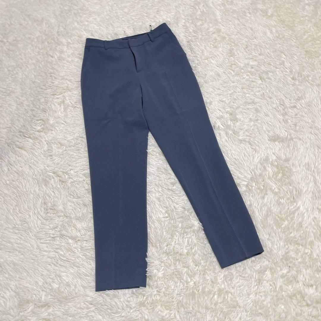 美品36 日本製【INDIVI トリアセテート混 ストレッチノーカラースーツ】