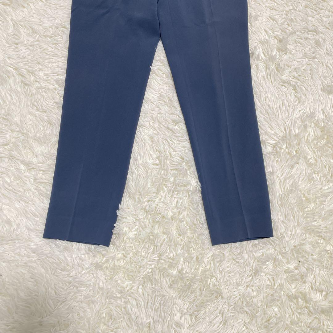 美品36 日本製【INDIVI トリアセテート混 ストレッチノーカラースーツ】