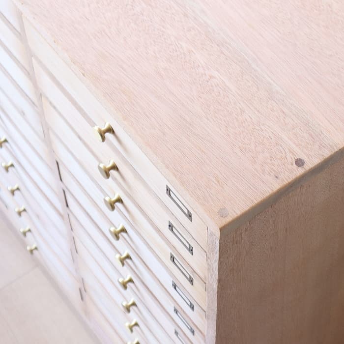 アンティーク 引出し24杯 チェスト 木製 古家具 整理箱 真鍮金具 ネーム入れ