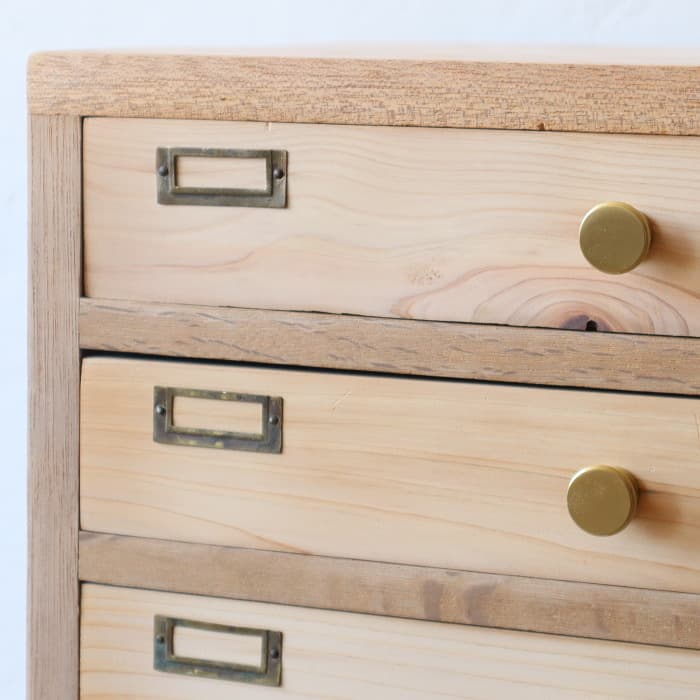 アンティーク 引出し24杯 チェスト 木製 古家具 整理箱 真鍮金具 ネーム入れ