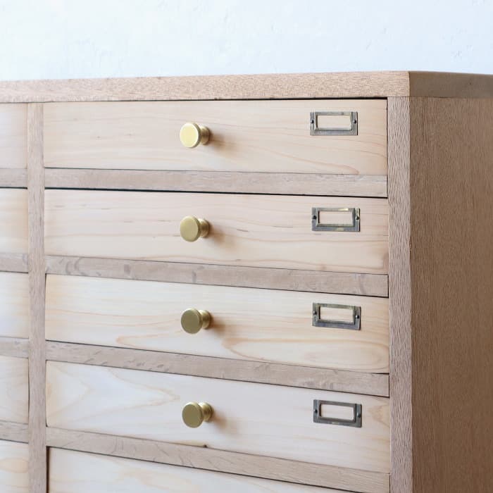 アンティーク 引出し24杯 チェスト 木製 古家具 整理箱 真鍮金具 ネーム入れ