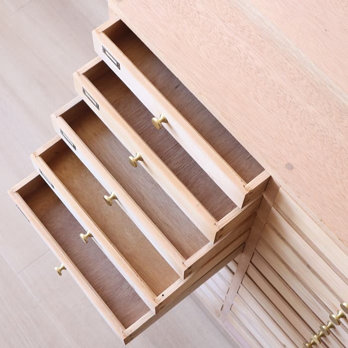 アンティーク 引出し24杯 チェスト 木製 古家具 整理箱 真鍮金具 ネーム入れ