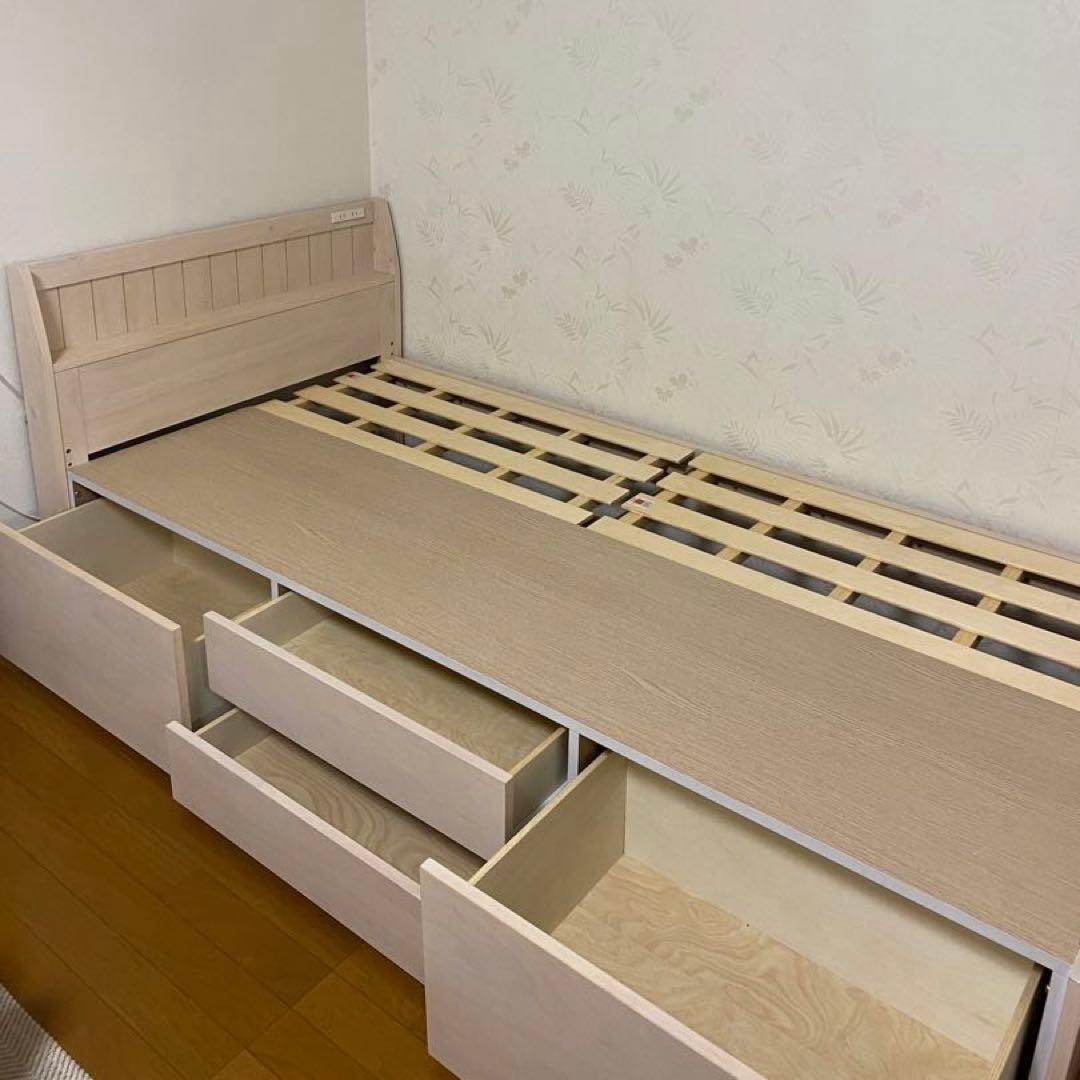 ※名古屋市直接お引き取り歓迎＊ ニトリ　シングルベッドフレーム 収納付き
