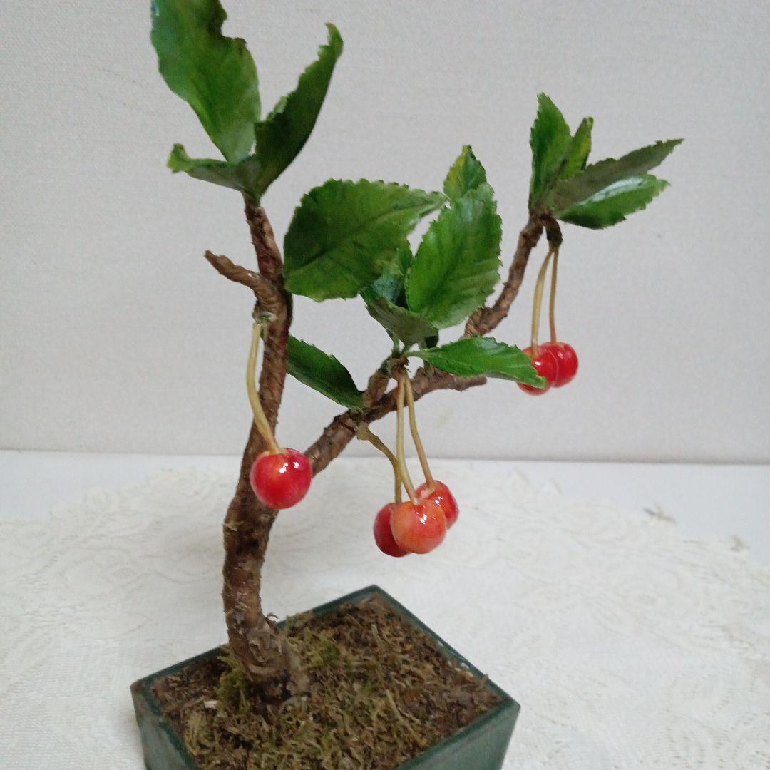 専用 大輪のヒマワリ 、一重の薔薇 、さくらんぼの盆栽 クレイフラワー