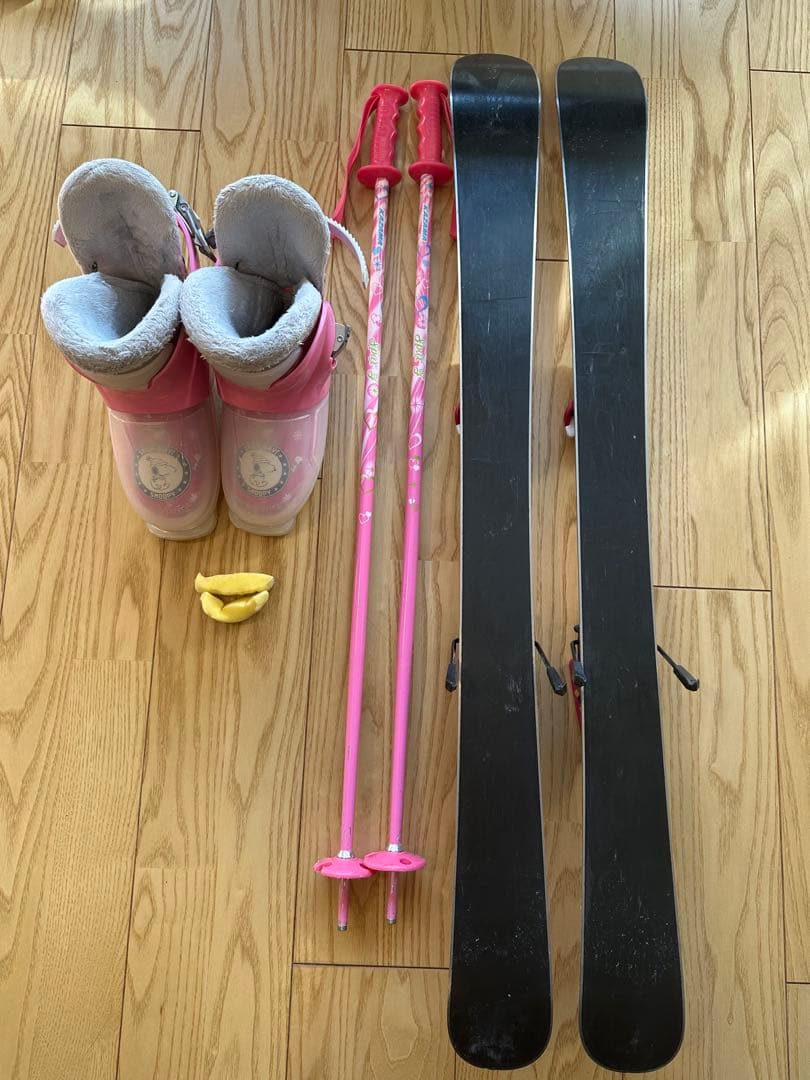 KAZAMA スキー板　95cm ストック、ブーツセット