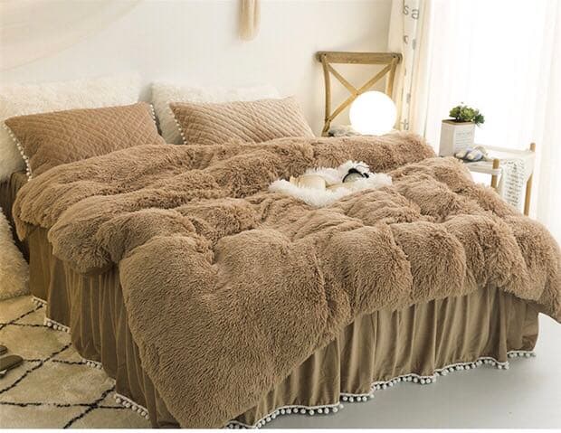 寝具ベッドカバーシングル3点セットダブル4点セット 布団カバー 暖かい モコモコ