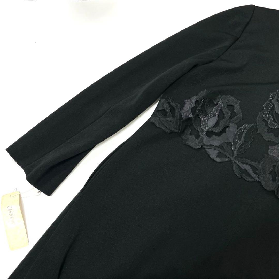 【タグ付き】《Ms.REIKO》レディース　ケープ風ミドル丈コート　ブラック