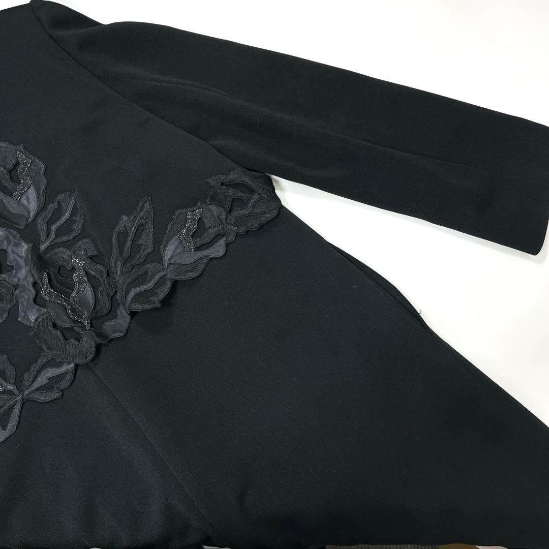 【タグ付き】《Ms.REIKO》レディース　ケープ風ミドル丈コート　ブラック