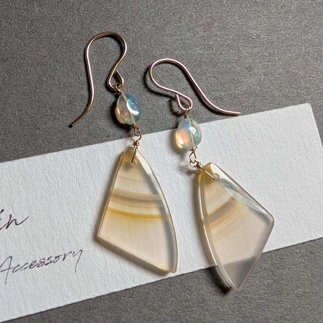 アイリスアゲート オパールピアス