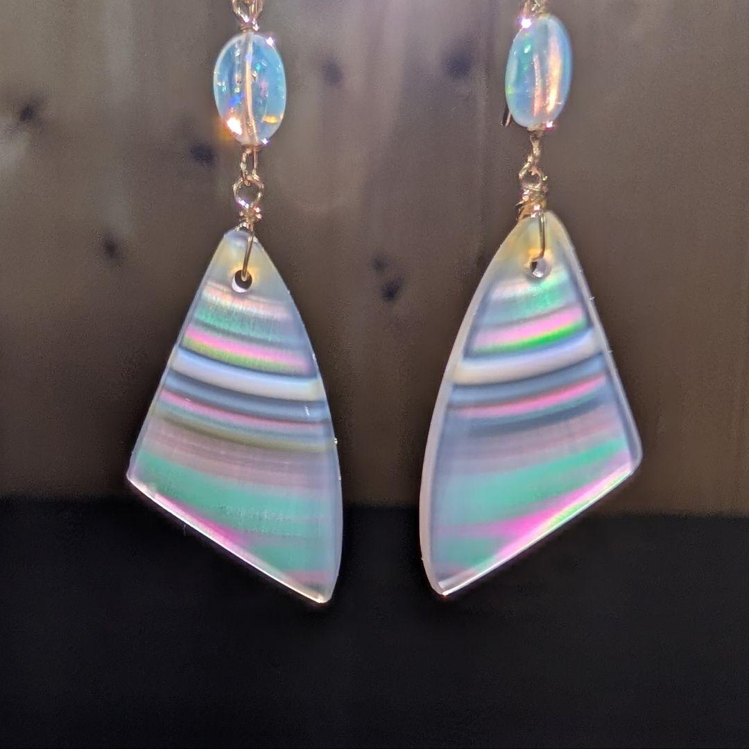 アイリスアゲート オパールピアス