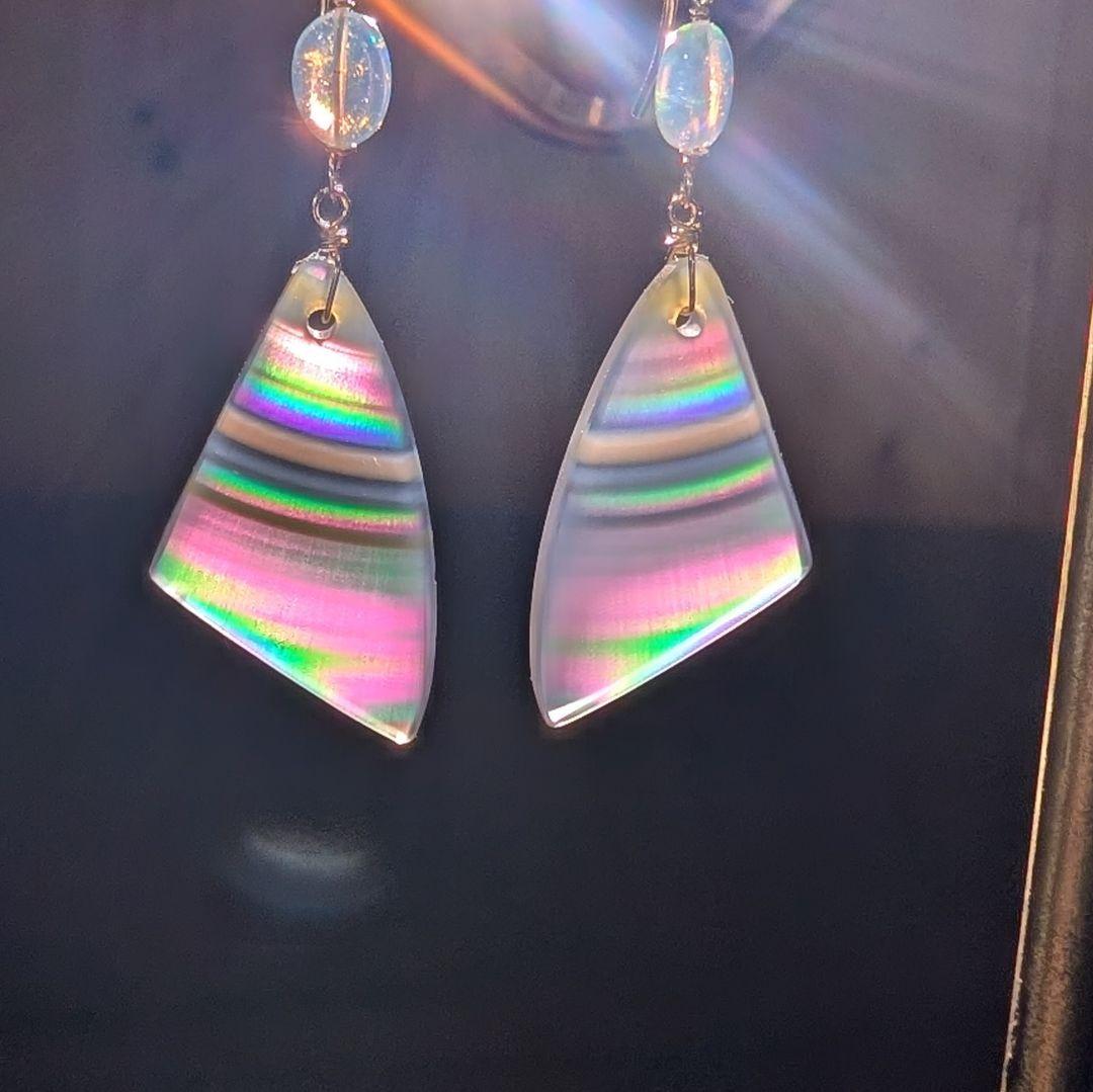 アイリスアゲート オパールピアス