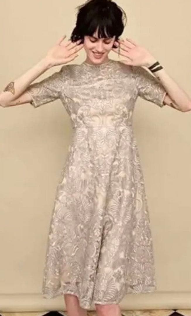 セルフォードコード刺繍レースワンピースドレス　38 celford