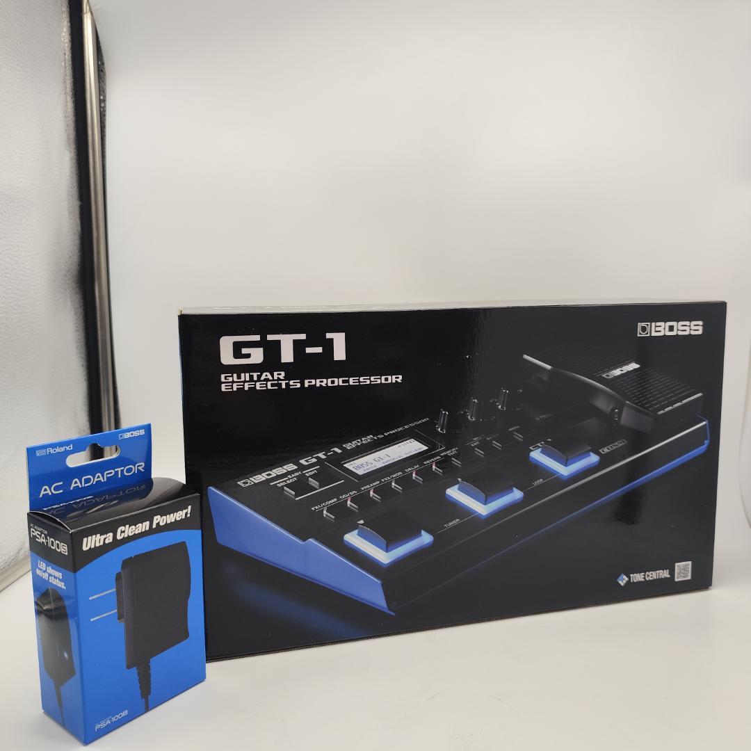 BOSS GT-1マルチエフェクターと純正ACアダプターPSA-100S2セット