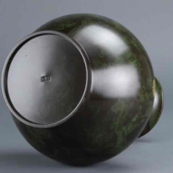 銅製菊紋花瓶  真峰作  銅製花瓶