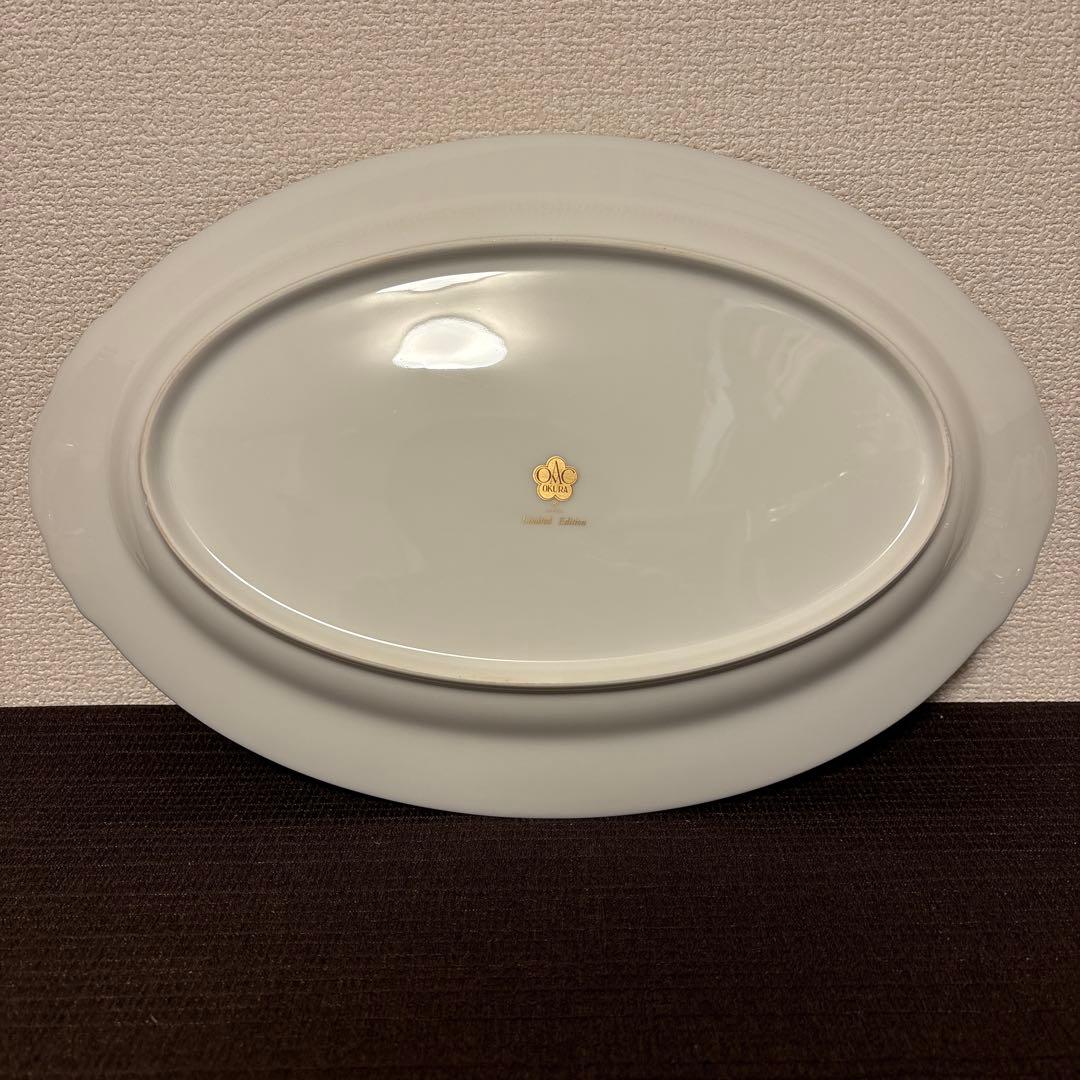 大倉陶園　ロイヤルブルー　瑠璃金彩金蝕稲穂　オーバルプレート　ディナープレート