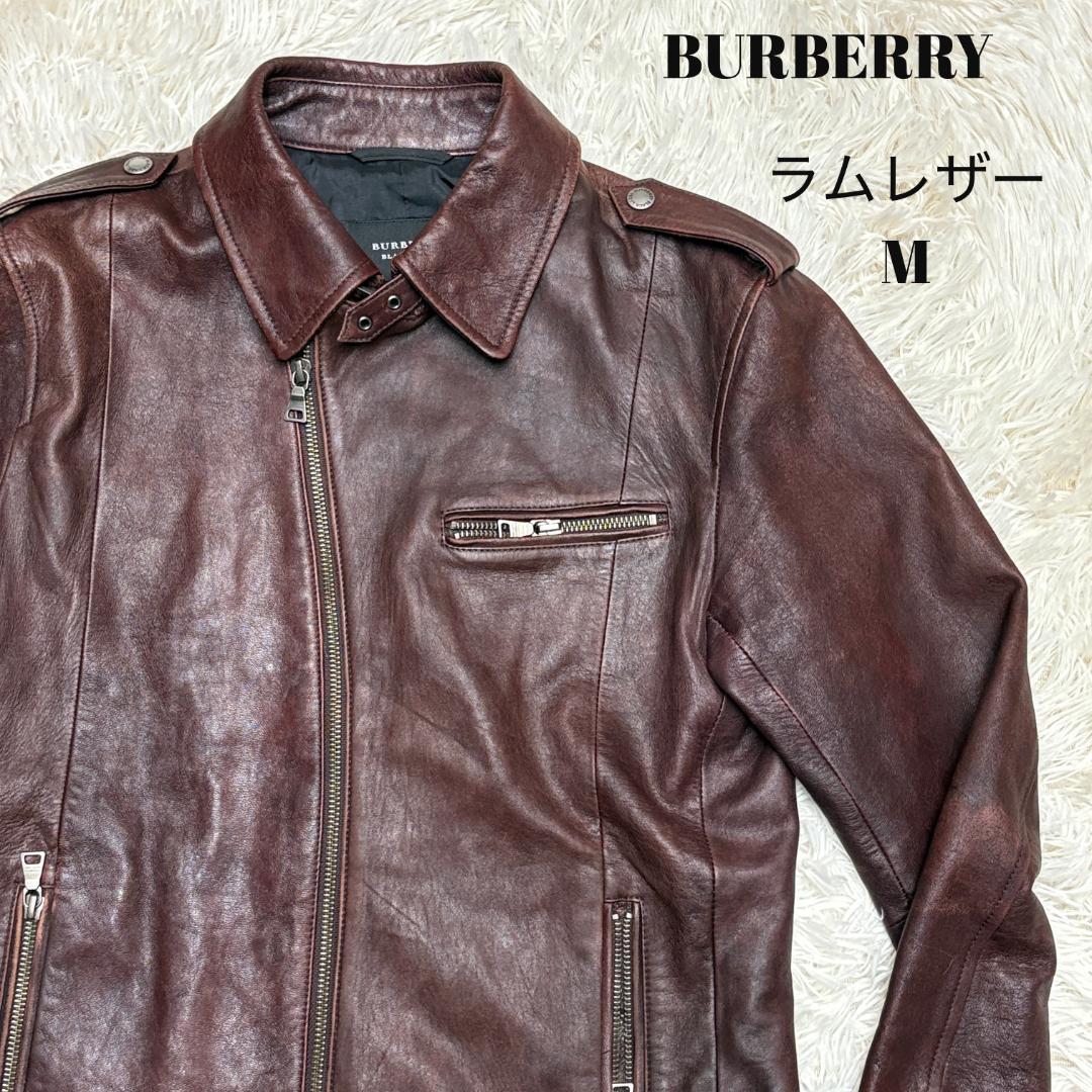 希少　バーバリーブラックレーベル ライダースジャケット ブルゾン ラムレザー