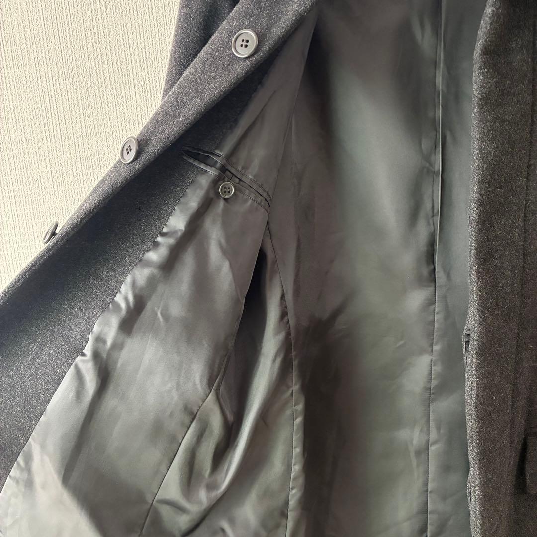 90's ヴィンテージ ステンカラーコート ダークグレー カシミヤ