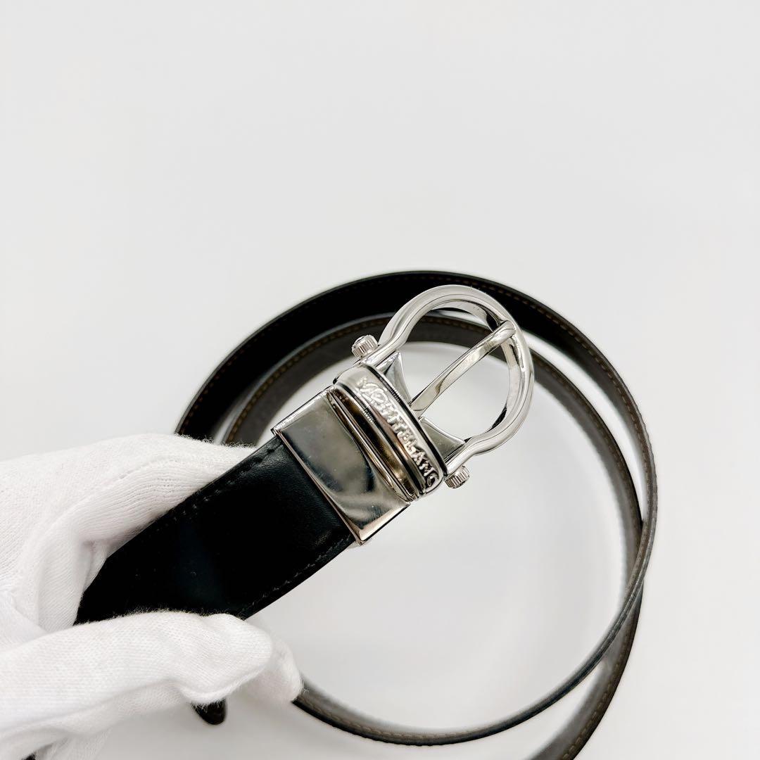 美品☆Mont Blanc モンブラン ブラック レザー ベルト☆B34