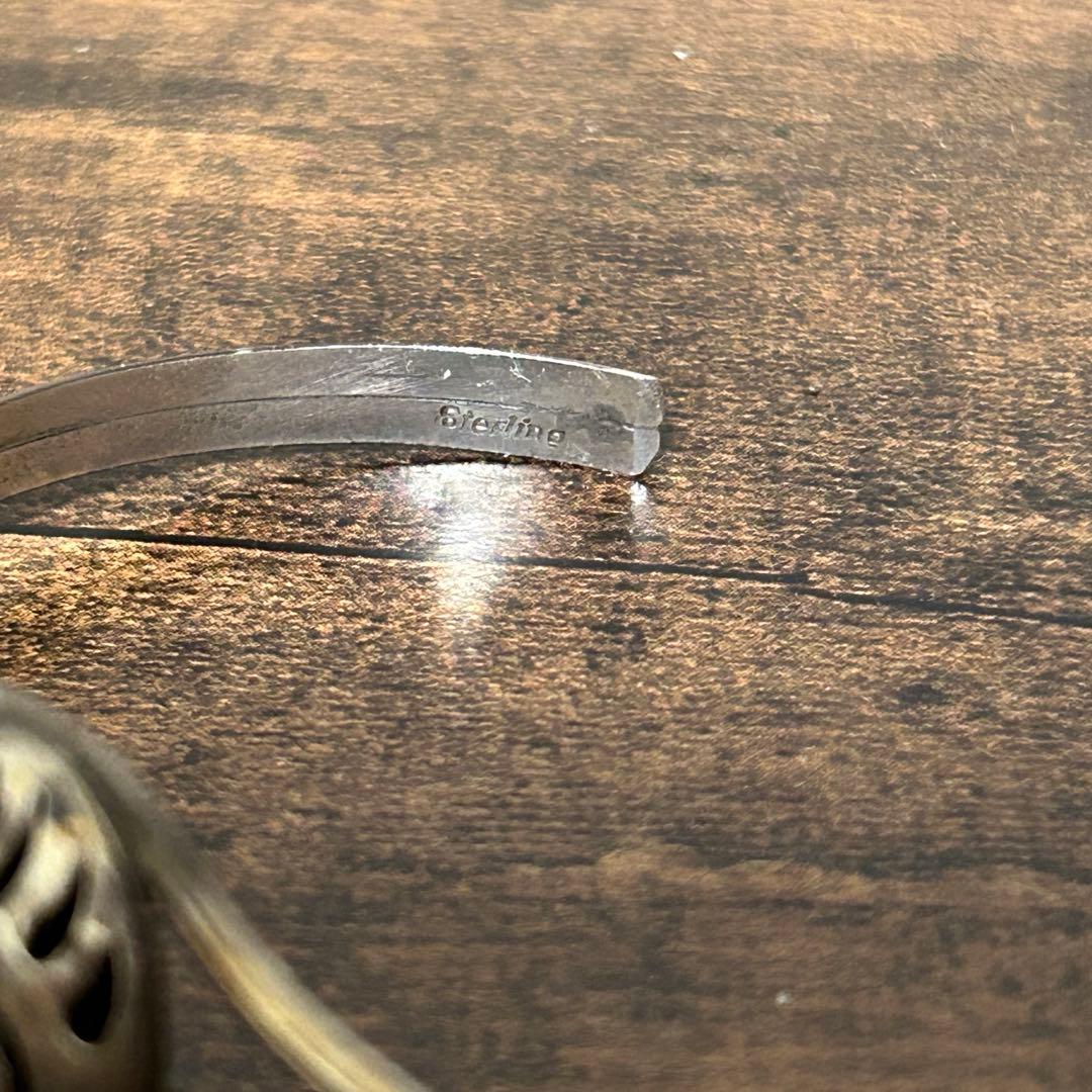 Navajo ヴィンテージ スターリングシルバー バングル ベアパウ ターコイズ