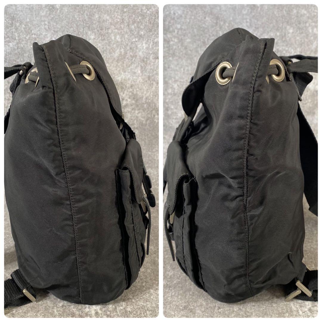 PRADA プラダ　リュック　三角プレート　ナイロン　ブラック　黒