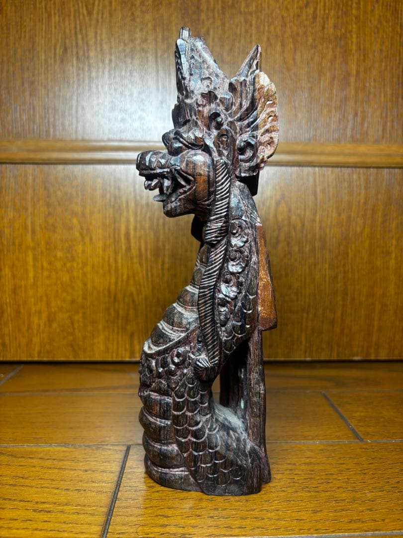 装飾笛 スリン & ナーガ 木彫り置物 2点セット 民族アート