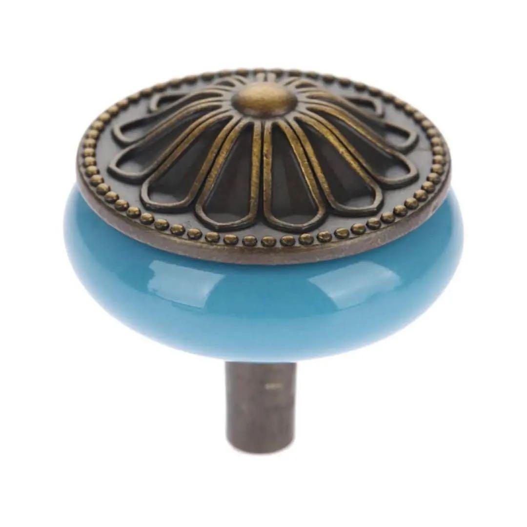 1点のみ❗️ヴィンテージセラミックノブハンドル　キャビネットノブ　ブルー