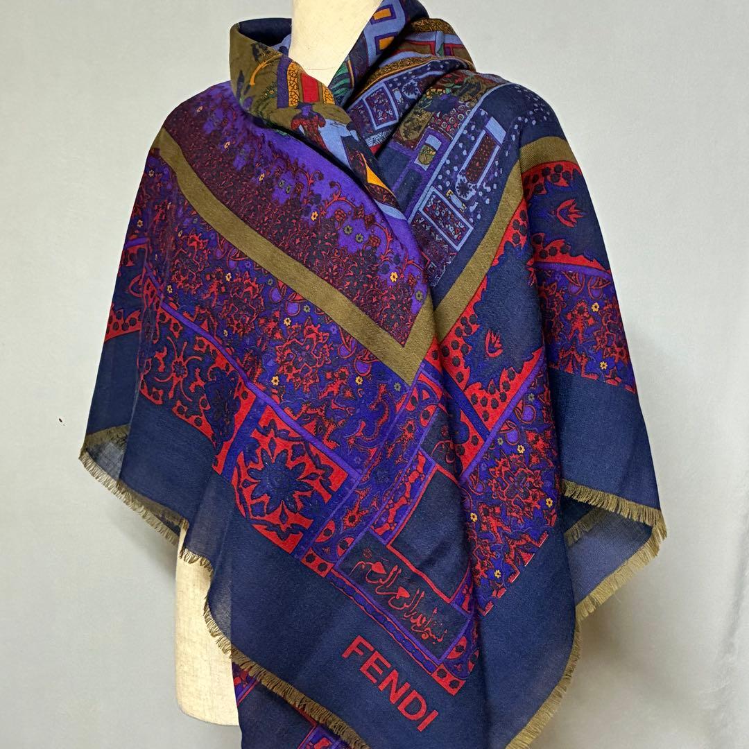 【フェンディ/FENDI】ウール素材 大判ショール ストール