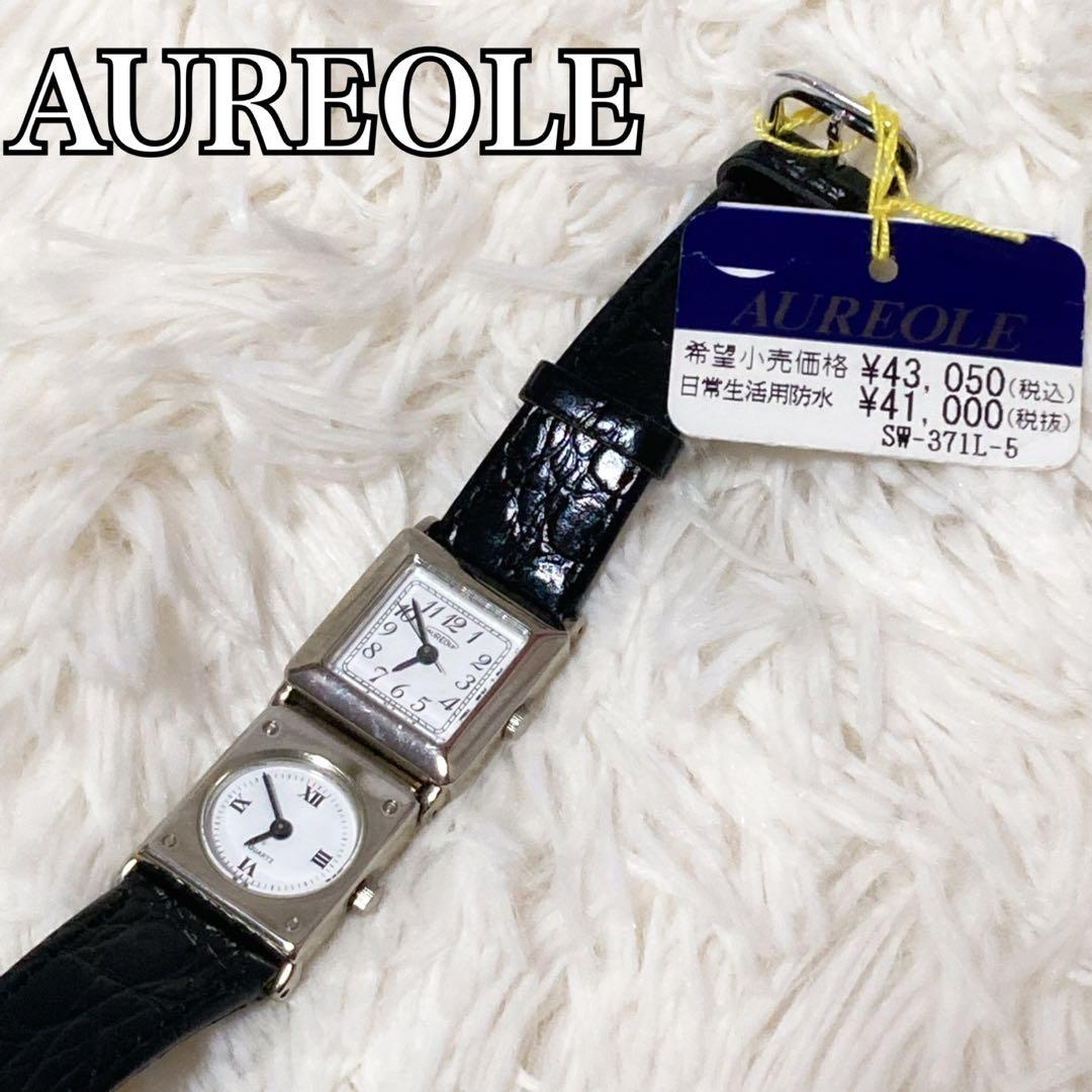 【新品未使用】 AUREOLE 腕時計 デュアルタイム レディース 黒